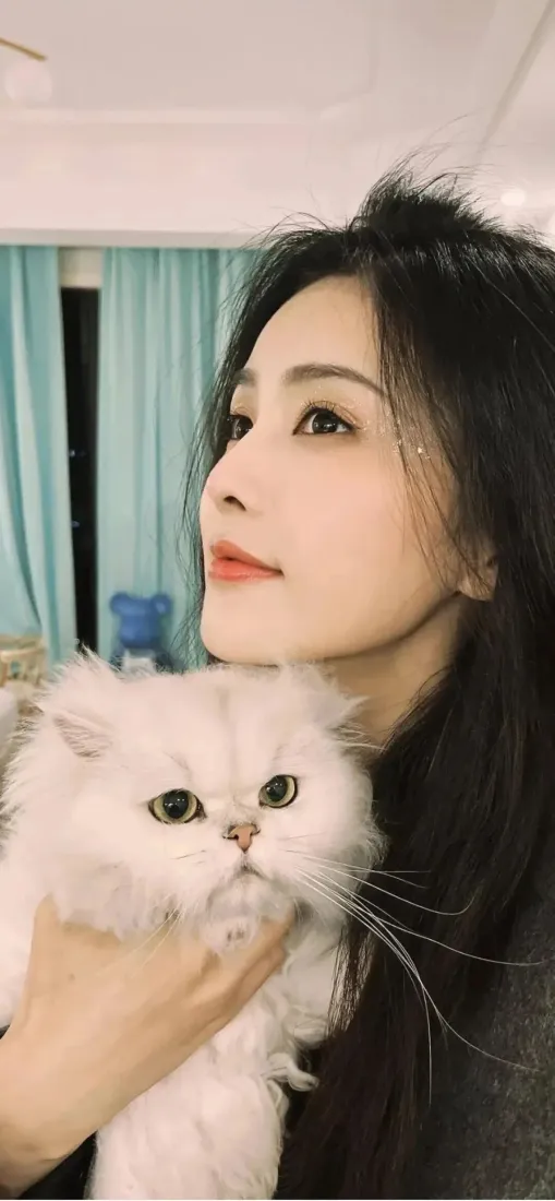 美女抱白猫手机壁纸｜室内背景 - 温馨居家「哲风壁纸」