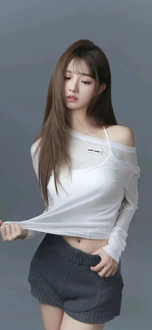 白衣美女手机壁纸｜灰色背景图片 - 时尚穿搭「哲风壁纸」