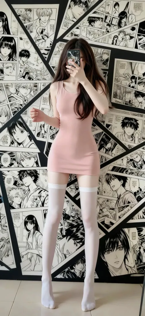 粉色连衣裙美女手机壁纸｜漫画墙背景图片 - Ios「哲风壁纸」