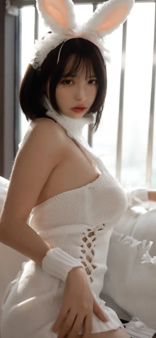 兔女郎手机壁纸｜室内背景图片 - Ios 白色美女「哲风壁纸」