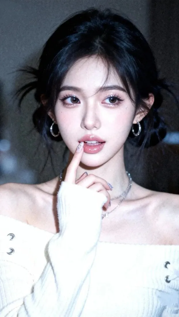 白衣美女手机壁纸｜精致妆容背景图片 - 黑色头发「哲风壁纸」