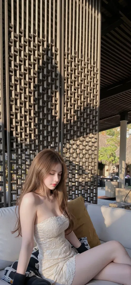 美女手机壁纸｜户外深景背景图 - 浅色连衣裙「哲风壁纸」