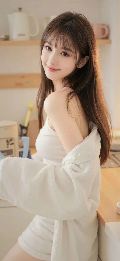 白衣美女手机壁纸｜室内背景图 - 温馨居家「哲风壁纸」