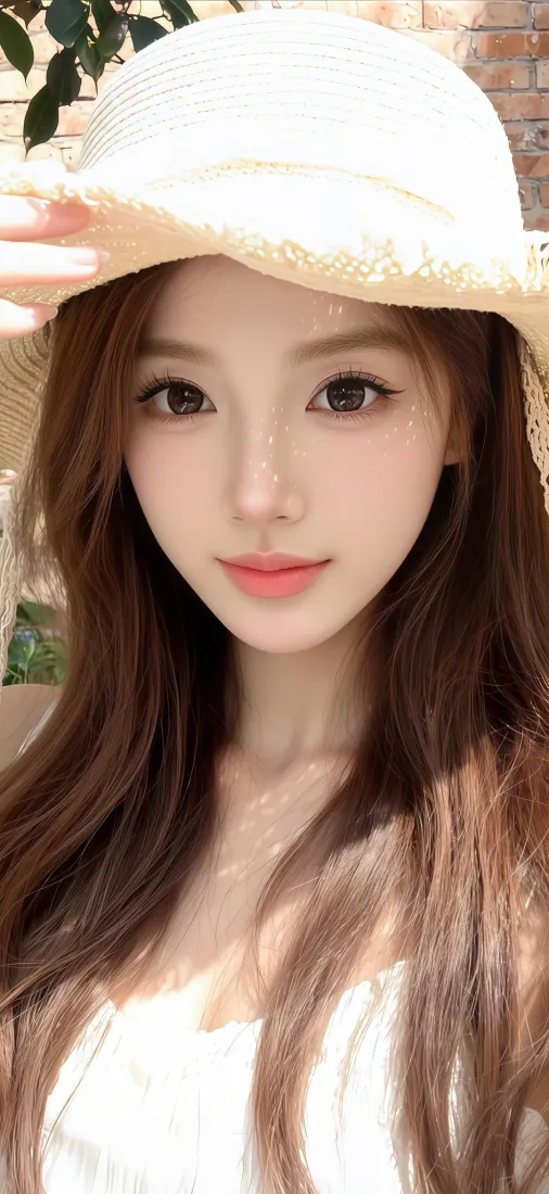 草帽美女手机壁纸｜Ios背景图片 - 夏日清新「哲风壁纸」