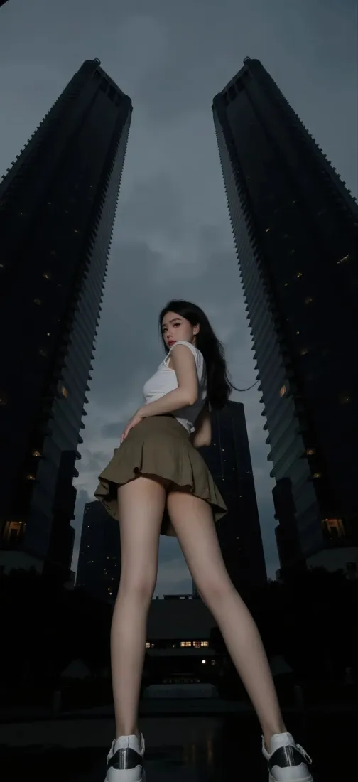 白衣美女手机壁纸｜城市高楼背景图片 - 暗黑「哲风壁纸」