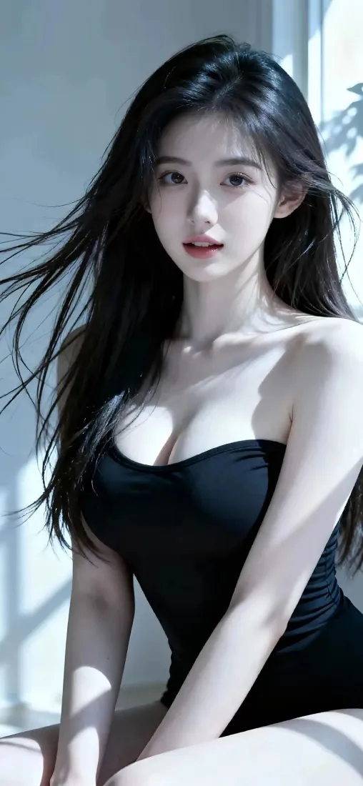 黑衣美女手机壁纸｜室内背景图片 - Ios「哲风壁纸」