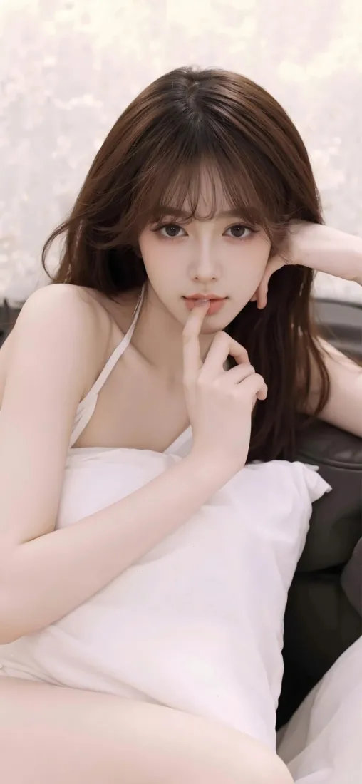 美女手机壁纸｜室内背景图片 - 吊带长发「哲风壁纸」