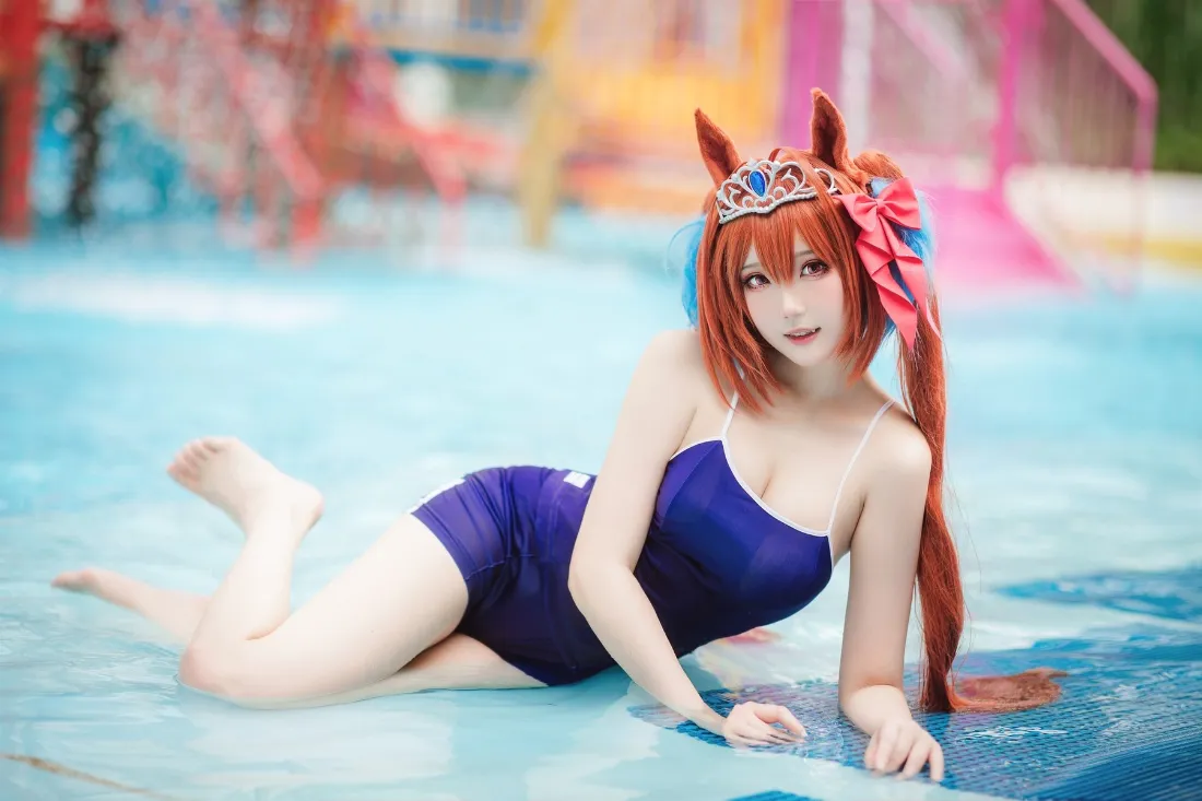 兽耳娘泳装手机壁纸｜游泳池背景 - 角色扮演「哲风壁纸」