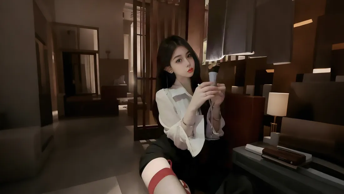 15k绝色美女壁纸｜室内背景图片 - 时尚穿搭手持手机「哲风壁纸」