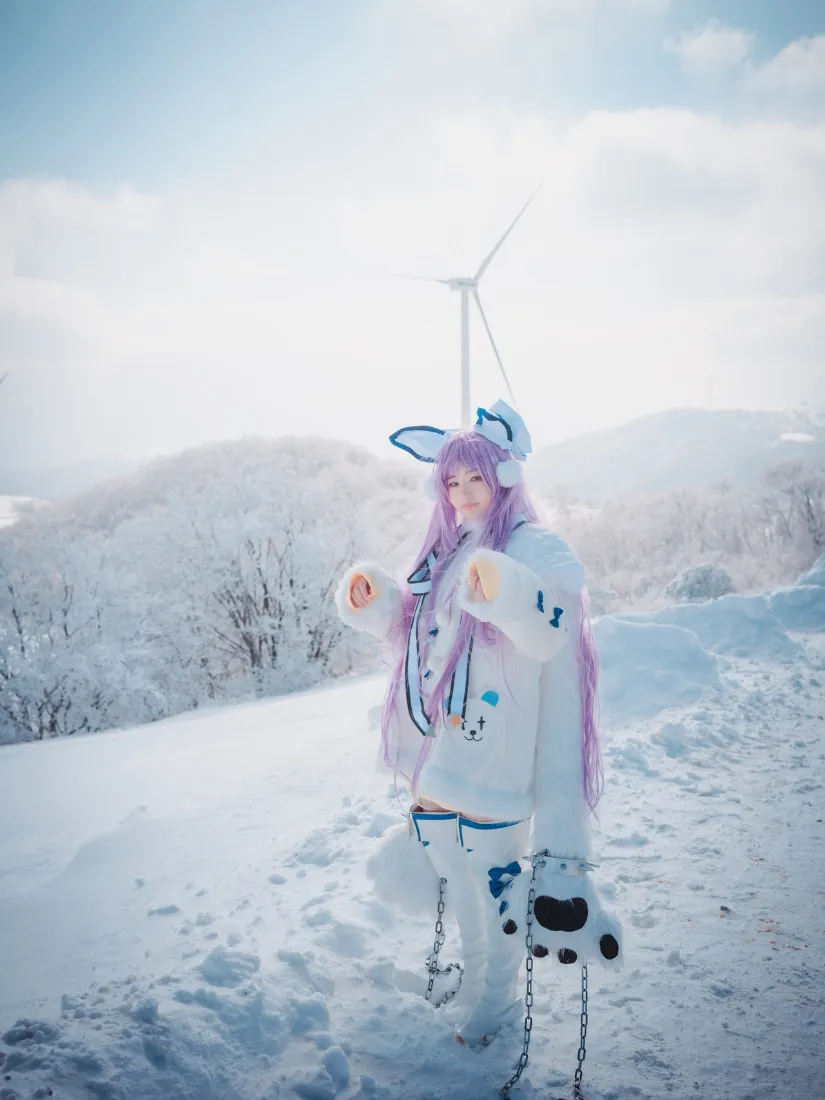 动漫角色手机壁纸｜雪景背景图片 - 冬日雪地风车「哲风壁纸」