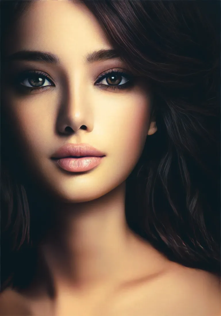 黄种人女性手机壁纸｜写实肖像背景图片 - 精致妆容「哲风壁纸」