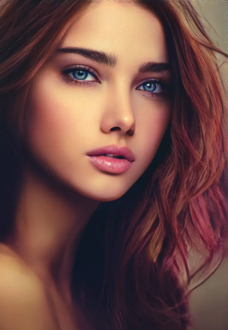 欧美女性手机壁纸｜红棕发背景图片 - 蓝眼睛肖像「哲风壁纸」