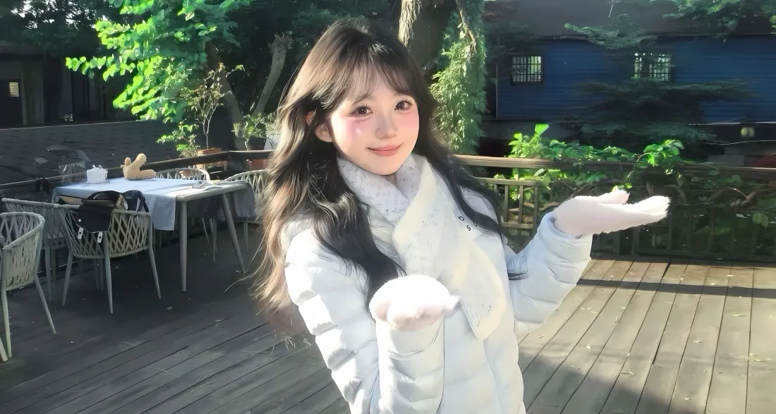 3k白衣美女壁纸｜户外庭院背景图片 - 阳光绿植「哲风壁纸」