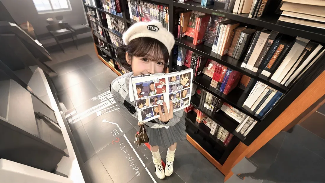 2k小女孩壁纸｜图书馆背景图 - 漫画书「哲风壁纸」