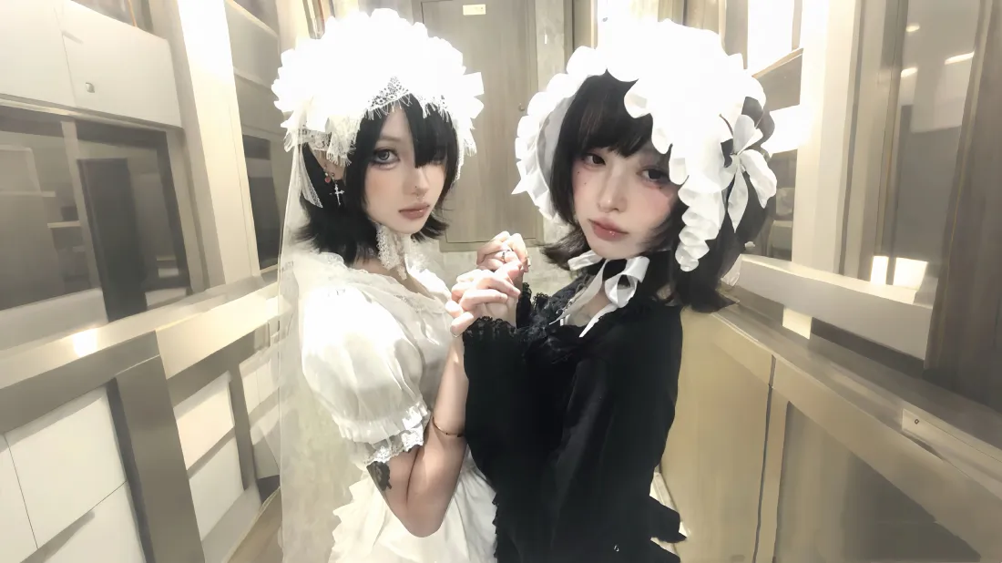 5k洛丽塔女仆装壁纸｜室内背景图片 - 双生少女「哲风壁纸」