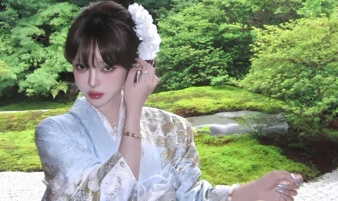 3k和服美女壁纸｜日式园林背景图片 - 绿色清新「哲风壁纸」