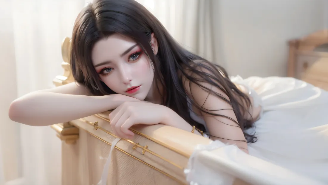 4k美杜莎壁纸｜卧室背景 - 女王白衣红唇「哲风壁纸」