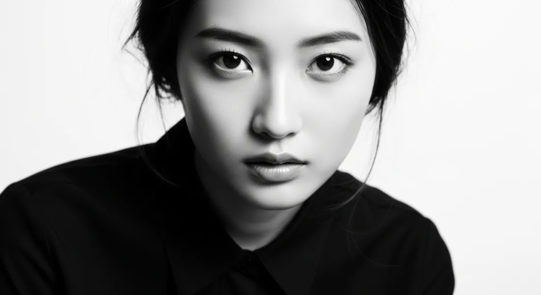 3k黑衣女性壁纸｜黑白背景图片 - 人像摄影「哲风壁纸」