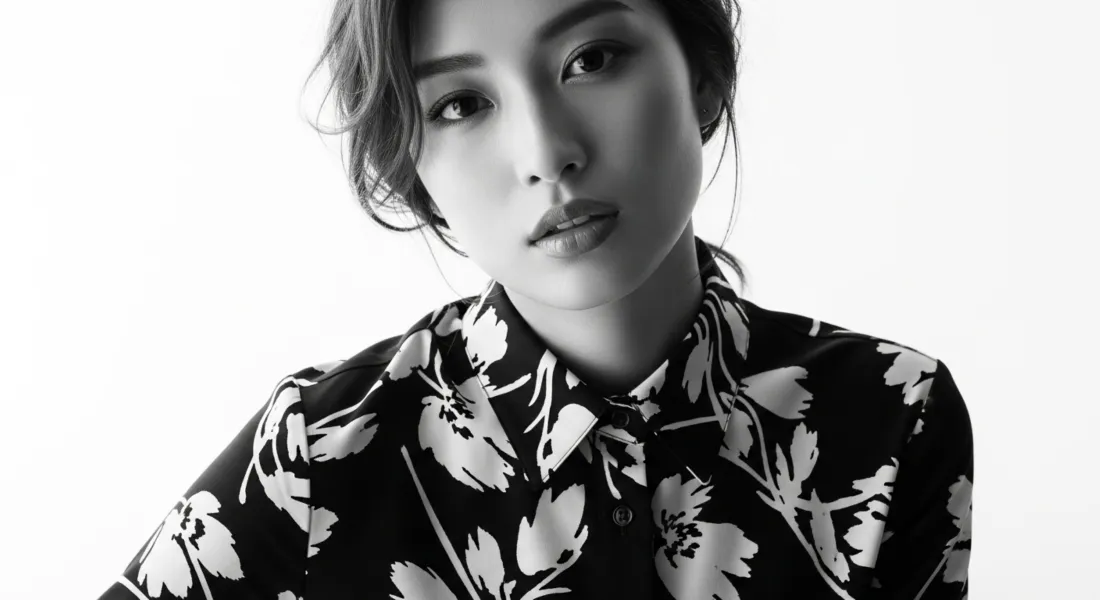 3k黑白人像壁纸｜花卉衬衫背景图 - 艺术写真「哲风壁纸」