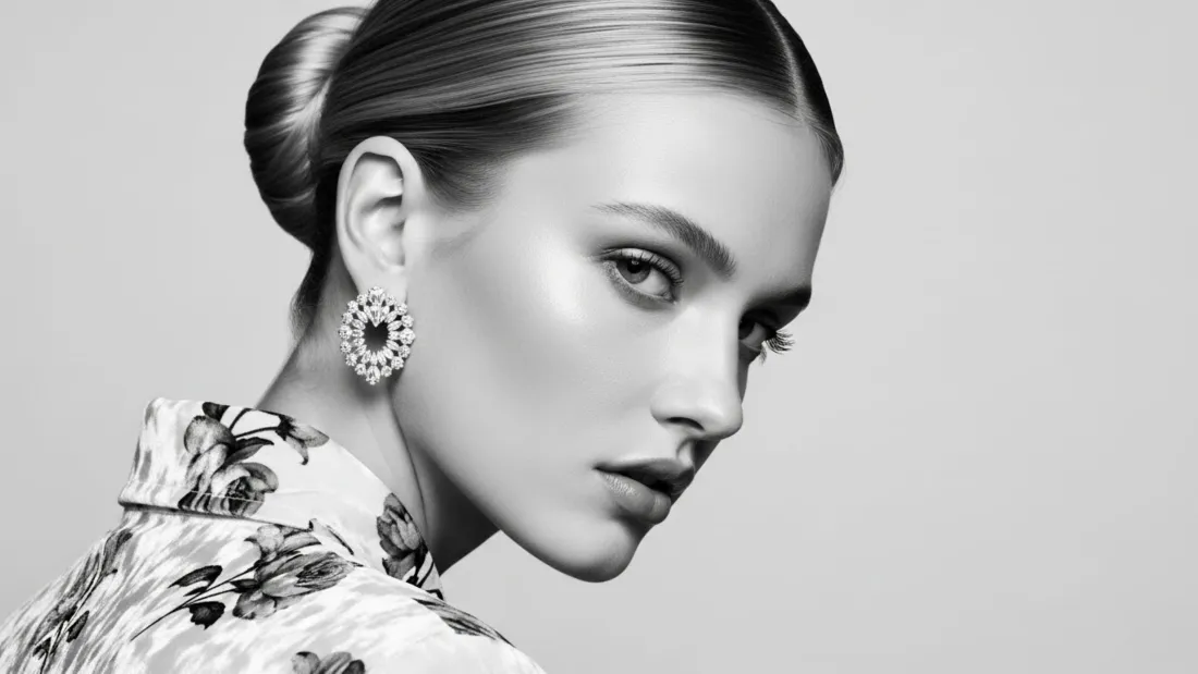 3k女性肖像壁纸｜黑白背景图 - 时尚摄影模特「哲风壁纸」