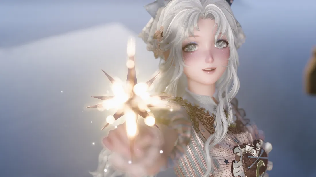 4k暖暖壁纸｜暖暖背景图片 - 白发少女发光装饰「哲风壁纸」