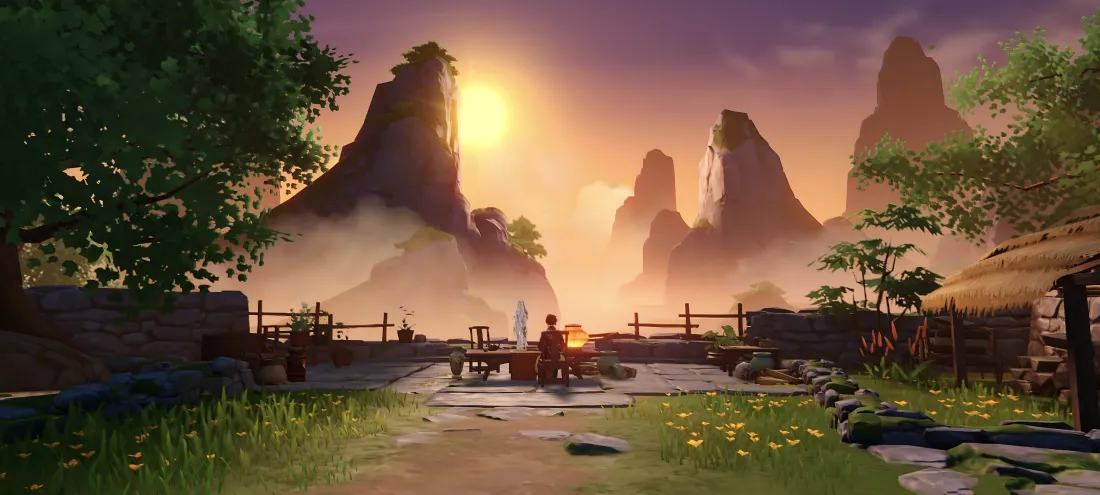 6k原神壁纸｜山水夕阳背景图片 - 钟离「哲风壁纸」