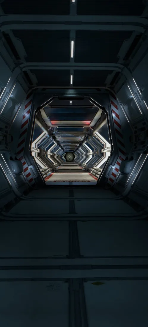 未来科技走廊手机壁纸｜科幻穿越背景图片 - 太空舱「哲风壁纸」