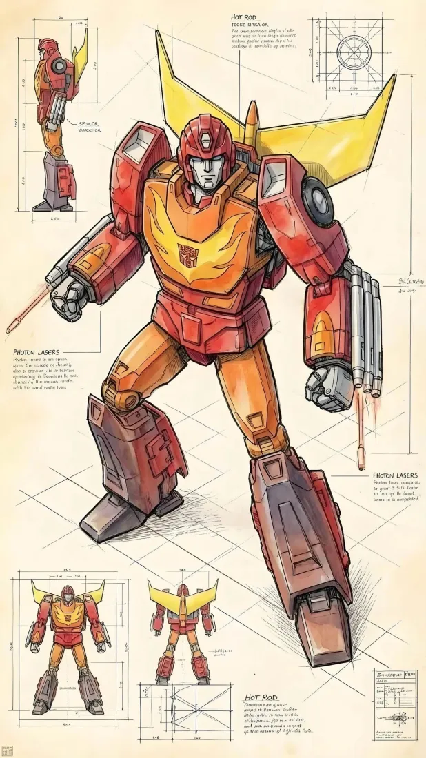 变形金刚G1手机壁纸｜机械设计背景图片 - 红色机甲「哲风壁纸」