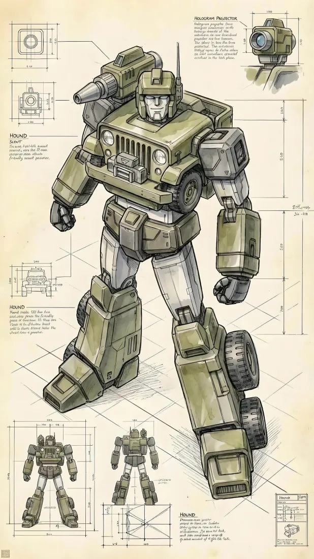 G1变形金刚手机壁纸｜线稿背景图 - 机器人设计图「哲风壁纸」