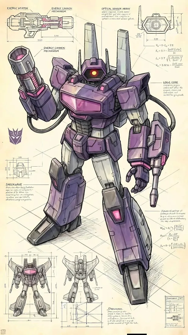 变形金刚G1手机壁纸｜震荡波设计图 - 科幻机械「哲风壁纸」