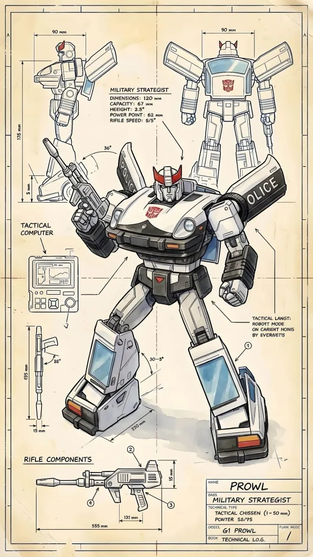 变形金刚G1手机壁纸｜机械设计图纸 - 汽车人机器人「哲风壁纸」