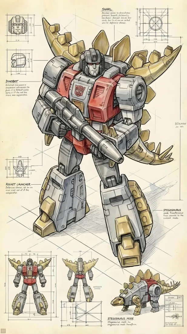 变形金刚G1手机壁纸｜机械恐龙背景图片 - 设计图纸「哲风壁纸」