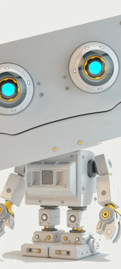 卡通机器人手机壁纸｜白色背景图片 - 科技感「哲风壁纸」