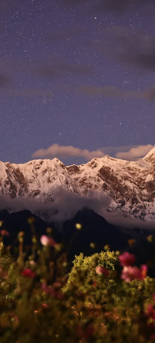 雪山手机壁纸｜夜空背景图片 - 浪漫山野「哲风壁纸」
