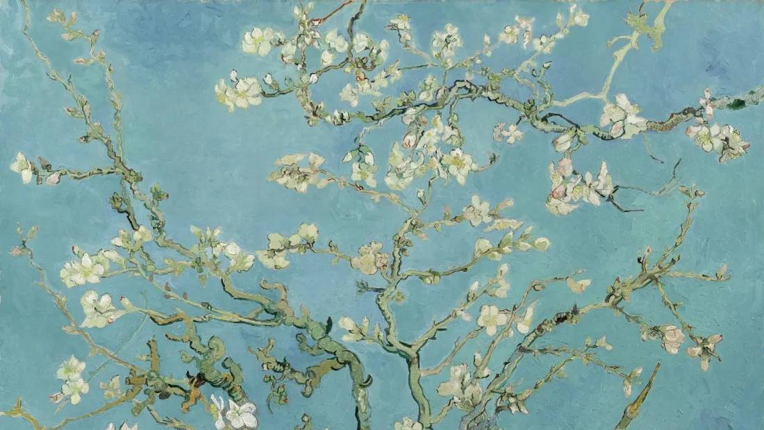 2k梵高杏花壁纸｜淡蓝色背景图片 - 印象派画作「哲风壁纸」