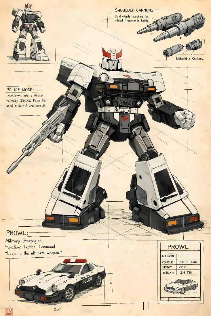 G1变形金刚手机壁纸｜警车设定稿背景图片 - 机甲「哲风壁纸」