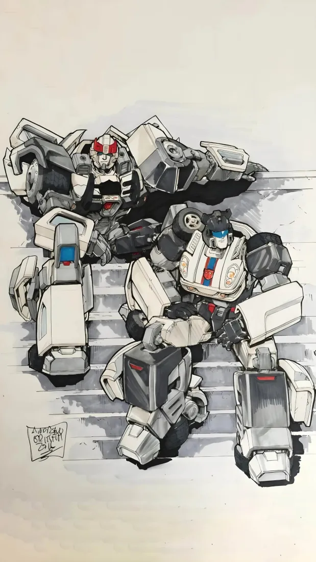 变形金刚手机壁纸｜爵士背景图片 - 手绘机甲插画「哲风壁纸」