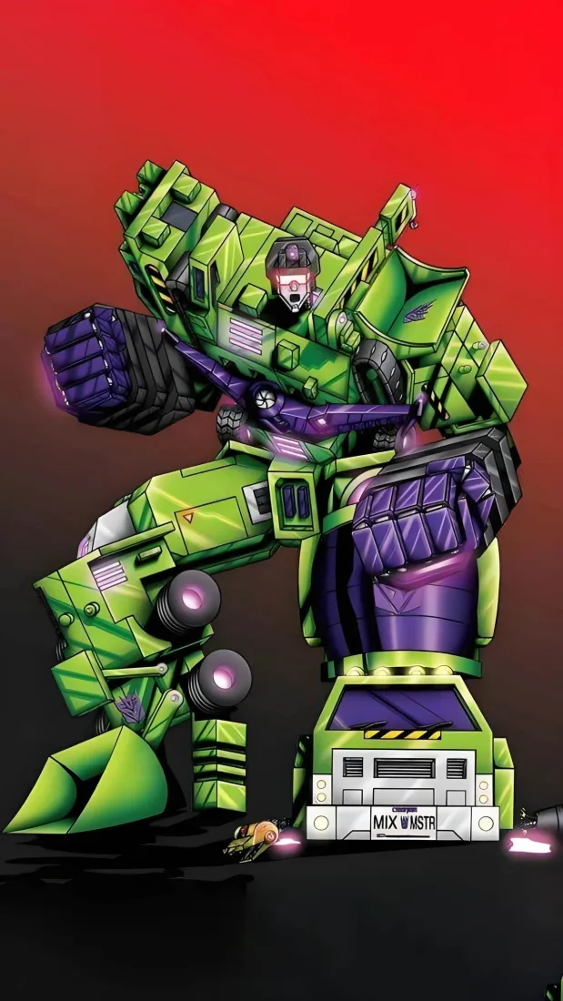 大力神手机壁纸｜红黑渐变背景图片 - 变形金刚合体机甲「哲风壁纸」