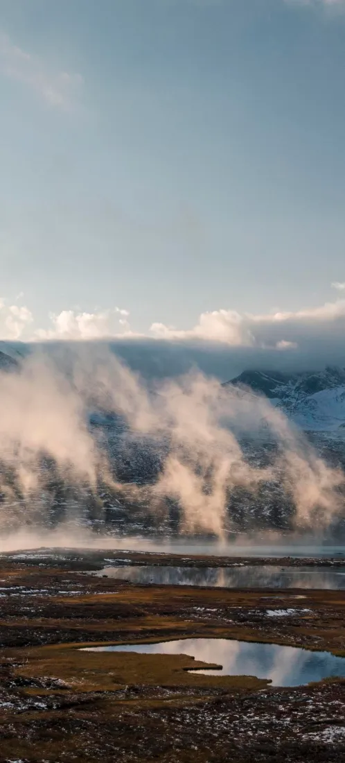 温泉手机壁纸｜高原云雾背景图片 - 湿地自然风光「哲风壁纸」