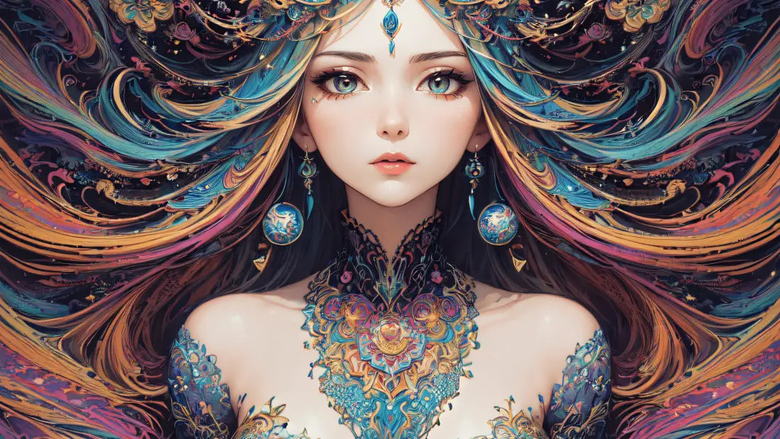 4k异域少女壁纸｜炫彩流纹背景图片 - 写风漫画「哲风壁纸」