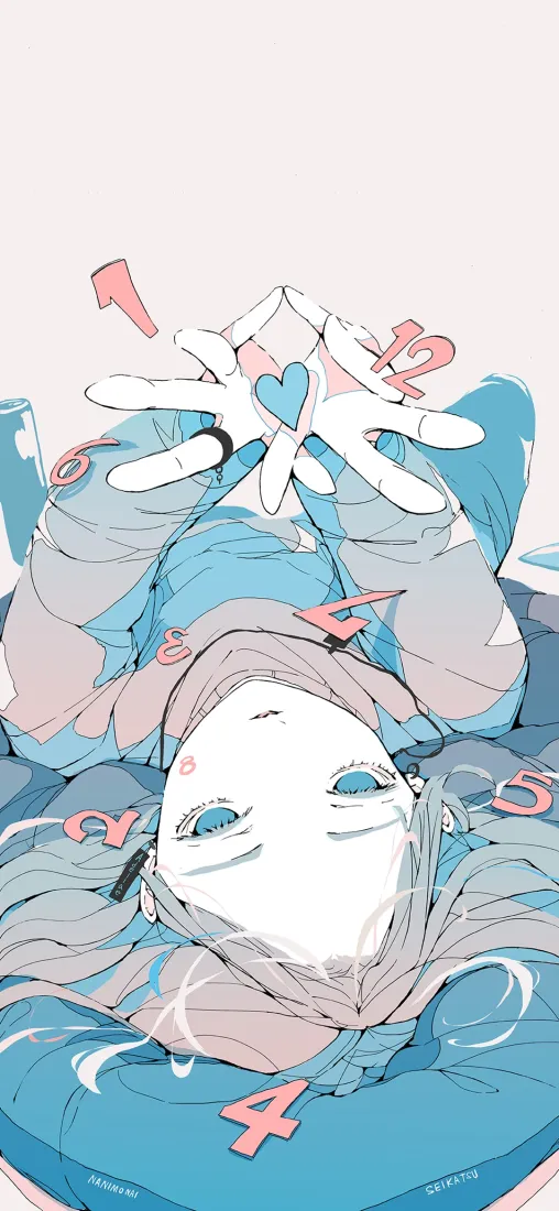 面具少女手机壁纸｜浅蓝背景图片 - 二次元仰望「哲风壁纸」