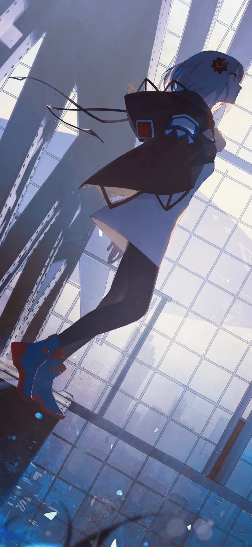 短发少女手机壁纸｜窗景背景图片 - 二次元插画「哲风壁纸」