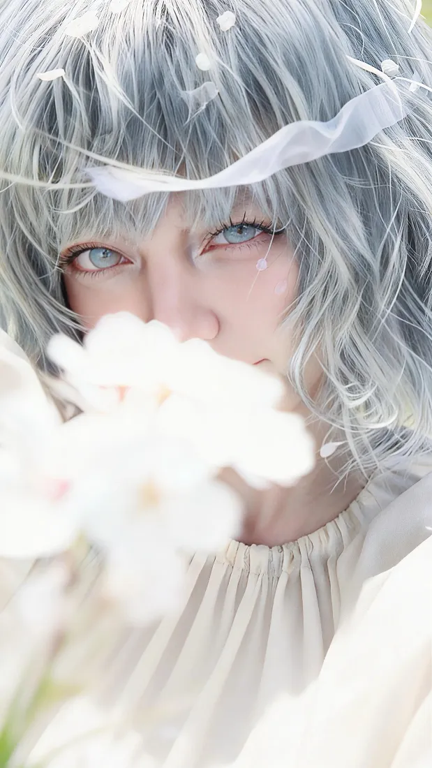 艾米莉手机壁纸｜白花银发背景图片 - 生化危机9「哲风壁纸」