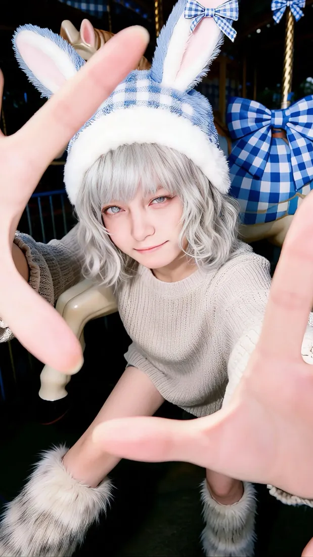 艾米莉手机壁纸｜生化危机9背景图片 - 兔耳帽可爱cos造型「哲风壁纸」