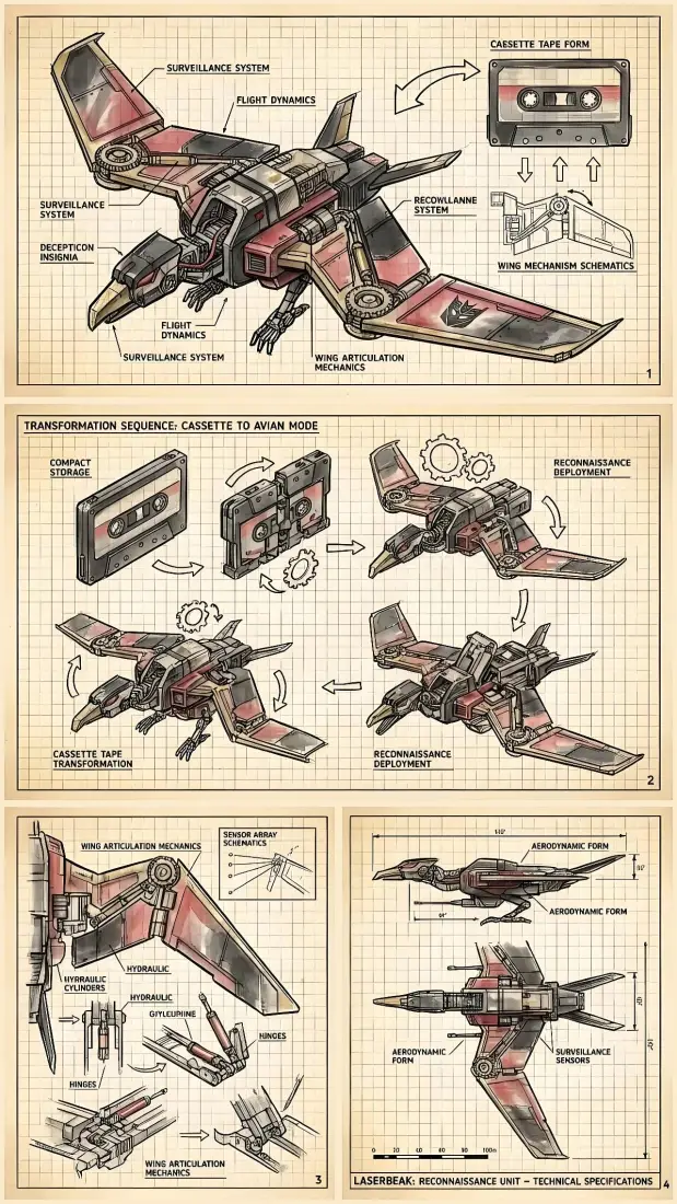 G1变形金刚手机壁纸｜手绘设定稿背景图片 - 激光鸟「哲风壁纸」