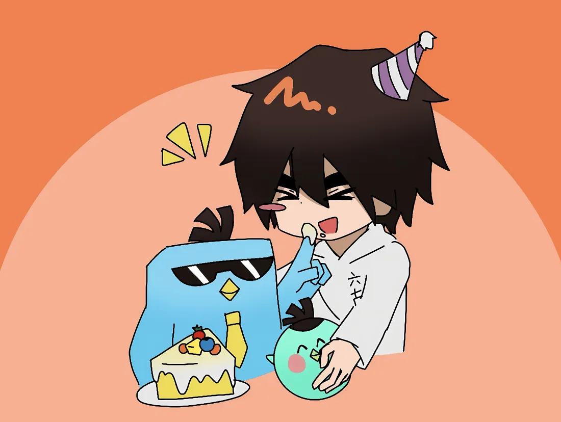 4k刺客伍六七壁纸｜橙色背景图片 - Q版可爱生日「哲风壁纸」