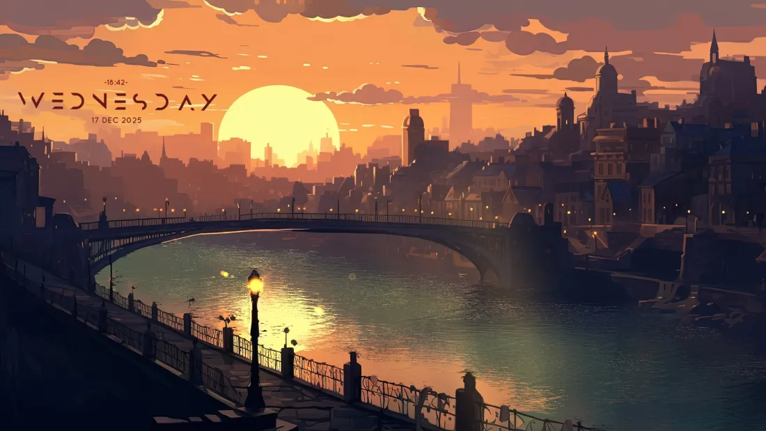 3k英伦日落壁纸｜城市河畔背景图片 - 浪漫静谧氛围感「哲风壁纸」