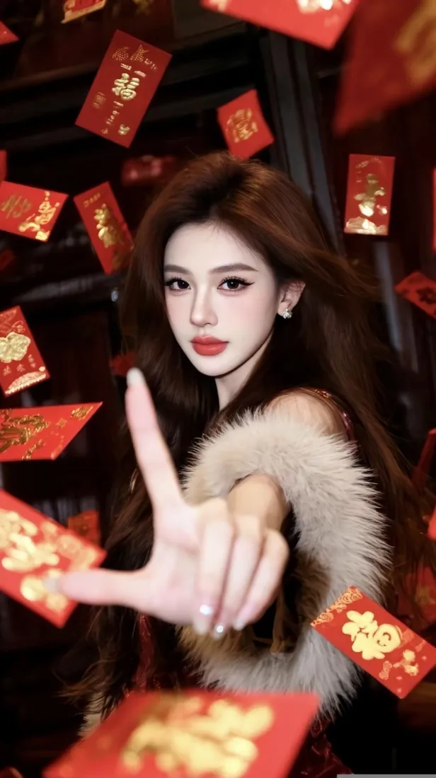 新年美女手机壁纸｜红包背景图片 - IOS风「哲风壁纸」