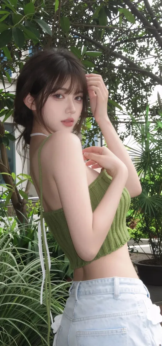 清纯美女手机壁纸｜户外绿植背景图片 - IOS适配「哲风壁纸」