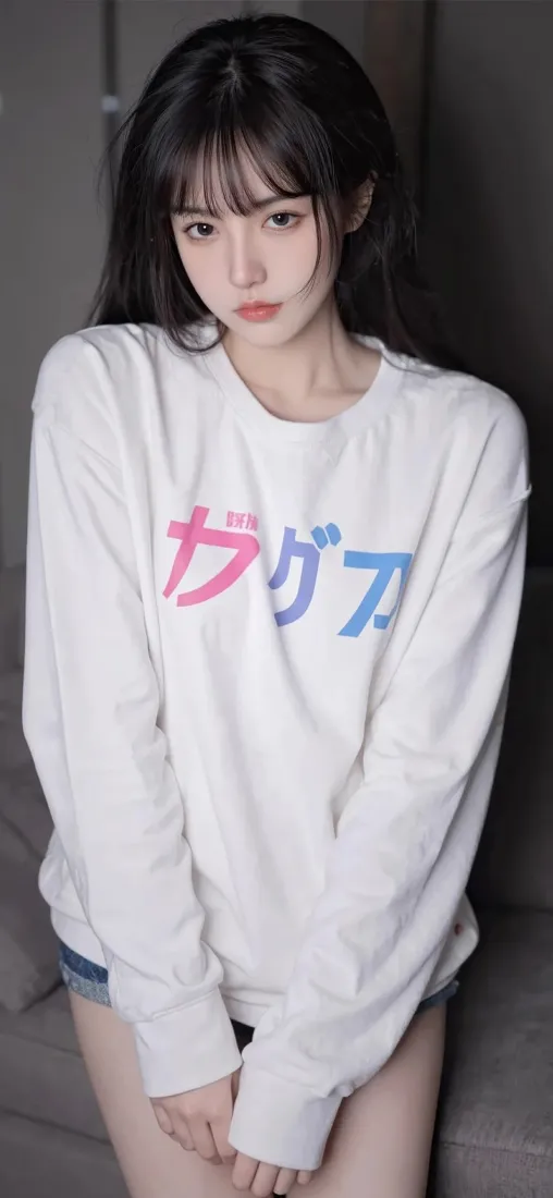 纯欲美女手机壁纸｜灰色室内背景图片 - Ios高清适配「哲风壁纸」